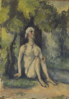 Bather Sitting near the Water, c1876. Creator: Paul Cezanne