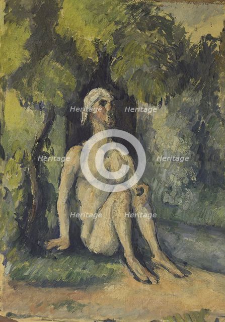 Bather Sitting near the Water, c1876. Creator: Paul Cezanne.