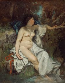 Bather Sleeping by a Brook, 1845. Creator: Gustave Courbet