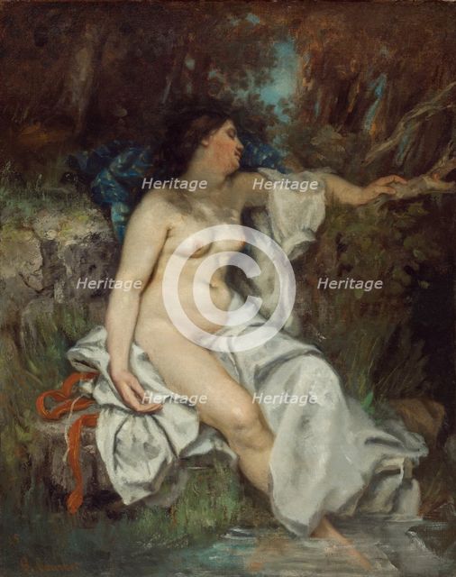 Bather Sleeping by a Brook, 1845. Creator: Gustave Courbet.