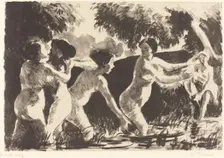 Bathers Wrestling (Baigneuses luttants), c. 1896. Creator: Camille Pissarro