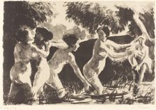 Bathers Wrestling (Baigneuses luttants), c. 1896. Creator: Camille Pissarro