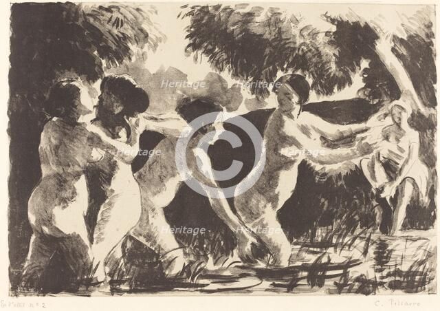 Bathers Wrestling (Baigneuses luttants), c. 1896. Creator: Camille Pissarro.