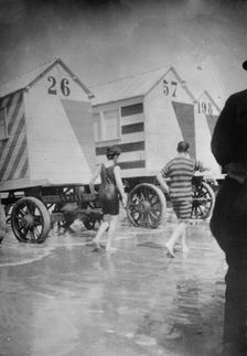 Bathers and Bathing Machines-Ostend, 1913. Creator: Bain News Service
