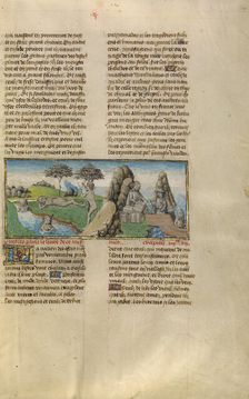 Bathers and Silk Merchants; Miroir Historial, about 1475. Creator: Unknown