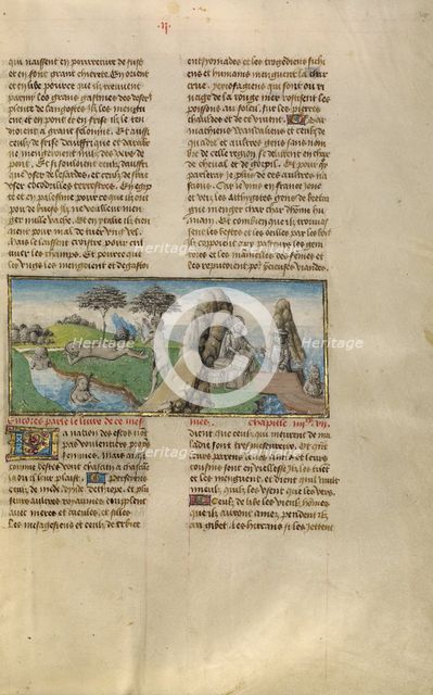 Bathers and Silk Merchants; Miroir Historial, about 1475. Creator: Unknown.