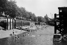 Bathers at Tower Beach, London, c1945-c1965. Artist: SW Rawlings