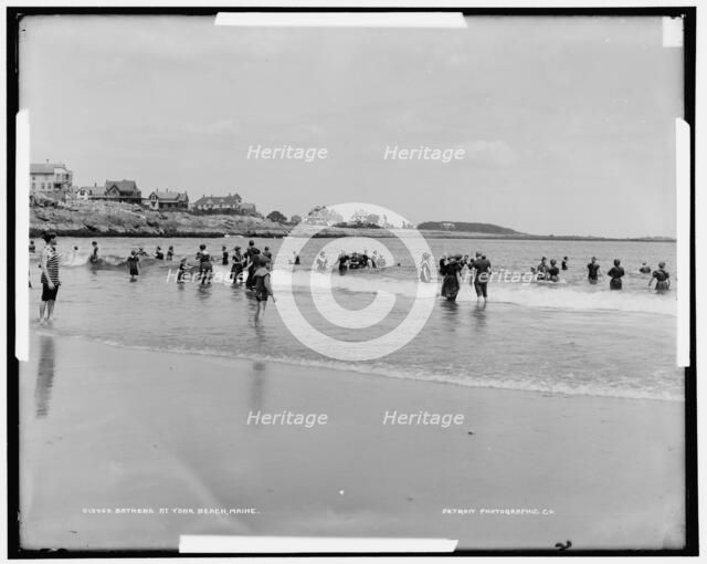 Bathers at York Beach, Maine, between 1900 and 1930. Creator: Henry Greenwood Peabody.