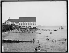 Bathers at Cottage City, Martha's Vineyard, between 1890 and 1901. Creator: Unknown