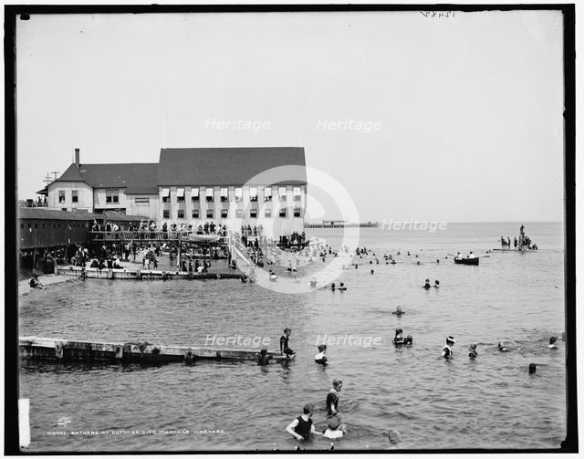 Bathers at Cottage City, Martha's Vineyard, between 1890 and 1901. Creator: Unknown.