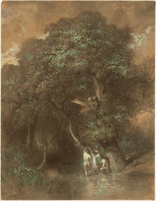 Bathers by a Giant Oak, c. 1842/1844. Creator: Constant Troyon