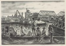 Bathers, Harlem River, ca.1939. Creator: Saul Kovner