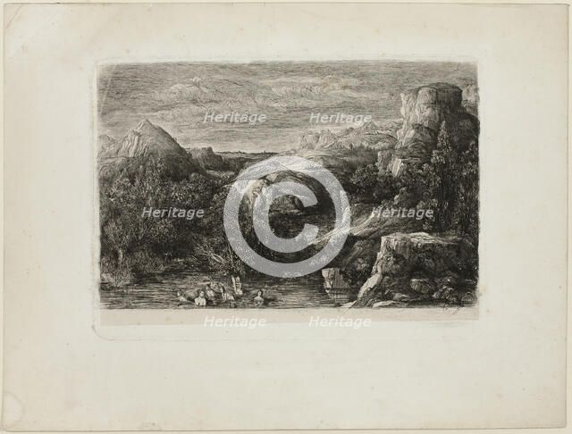 Bathers in a Mountain Pool, 1865. Creator: Rodolphe Bresdin.