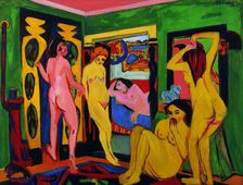 Bathers in a room, 1909-after 1926. Creator: Kirchner, Ernst Ludwig (1880-1938)