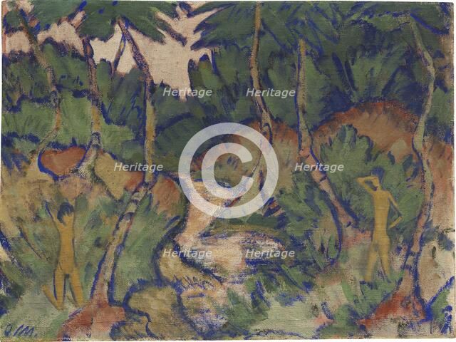 Bathers in landscape, 1920. Creator: Mueller, Otto (1874-1930).