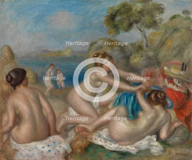 Bathers Playing with a Crab, c. 1897. Creator: Pierre-Auguste Renoir (French, 1841-1919).