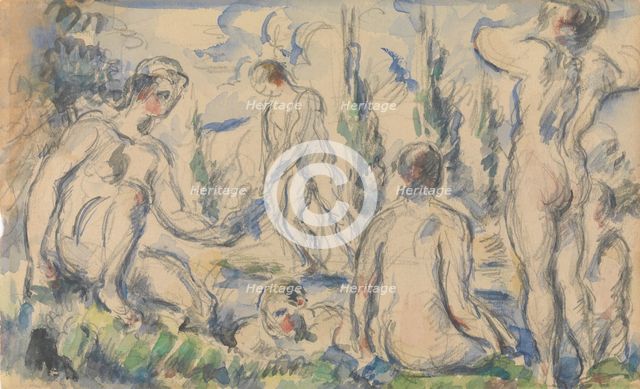 Bathers (recto); Landscape (verso), ca. 1888 (recto); n.d. (verso). Creator: Paul Cezanne.