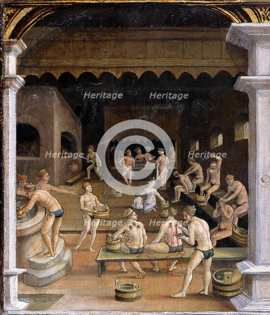 Bathhouse. Panel from a Series of Rural Scenes, c1518-1525. Creator: Wertinger, Hans, von (ca. 1465-1533).