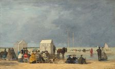 Bathing Time at Deauville, 1865. Creator: Eugene Louis Boudin