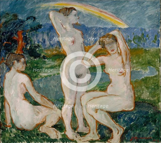 Bathing Women, sketch, 1912. Creator: Jalmari Ruokokoski.