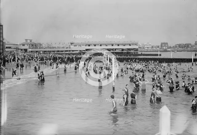 Bathing at Brighton Beach, between c1910 and c1915. Creator: Bain News Service.