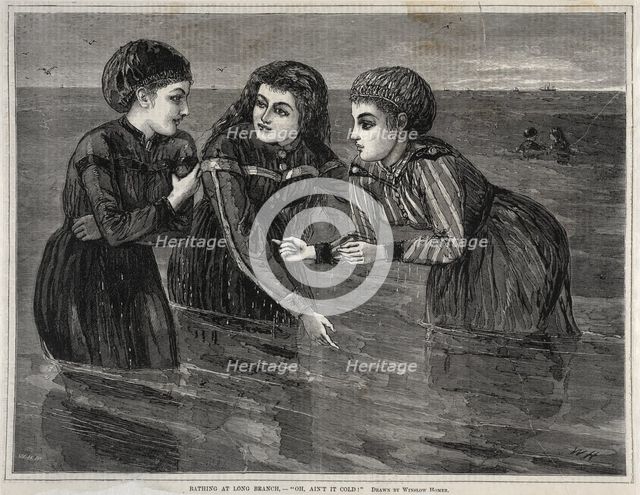 Bathing at Long Branch, - "Oh, Aint it Cold!", 1871. Creator: Winslow Homer (American, 1836-1910).