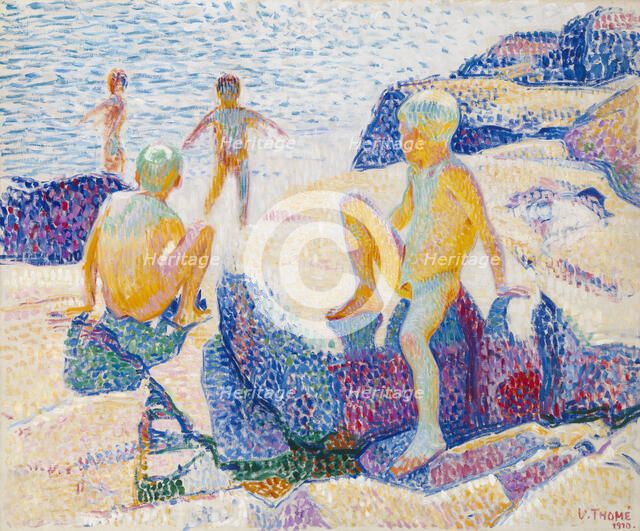 Bathing Boys, 1910. Creator: Verner Thome.