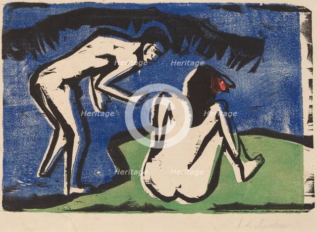Bathing Couple, 1910. Creator: Ernst Kirchner.