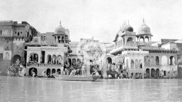 Bathing ghats, Mathura, India, 1916-1917. Artist: Unknown