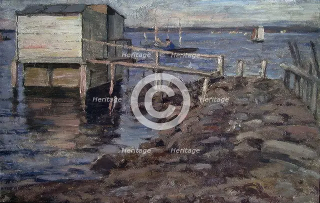 Bathing Hut at the Beach, Undated. Creator: Fredrik Jonas Lucian Botfield Collett.
