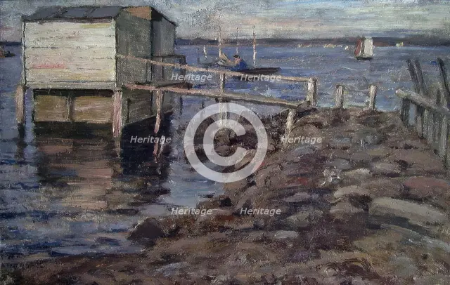 Bathing Hut at the Beach, unknown date. Creator: Fredrik Jonas Lucian Botfield Collett.