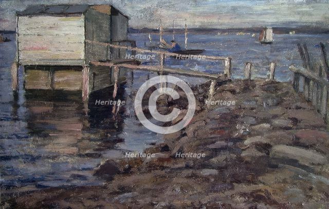 Bathing Hut at the Beach, unknown date. Creator: Fredrik Jonas Lucian Botfield Collett.