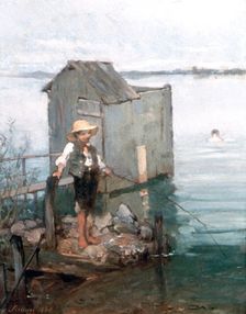 Bathing Hut with Boy 1868. Artist: Pal Szinyei Merse