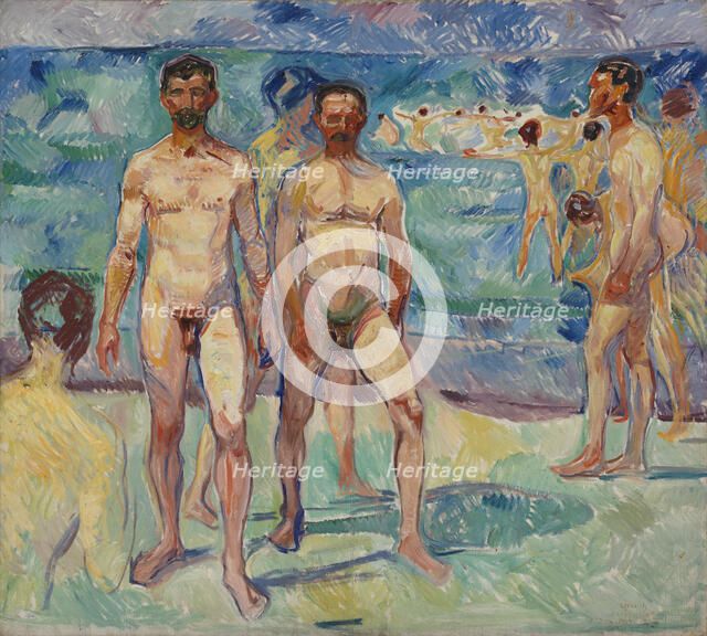 Bathing Men; Middle Age, 1907-1908. Creator: Edvard Munch.