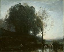 Bathing Nymphs and Child, 1855/60. Creator: Jean-Baptiste-Camille Corot
