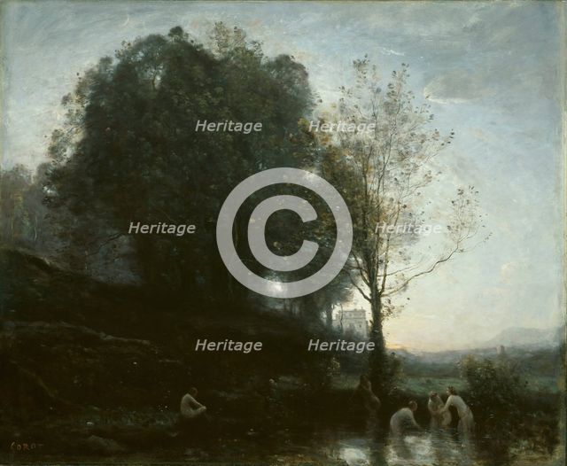 Bathing Nymphs and Child, 1855/60. Creator: Jean-Baptiste-Camille Corot.