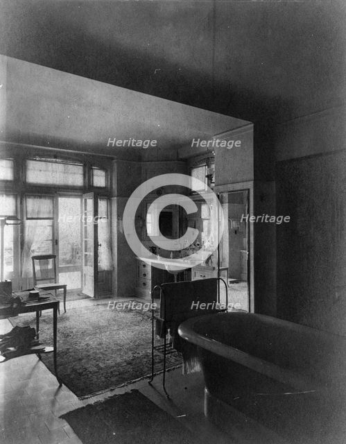 Bathroom in home of Edmund Cogswell Converse, Greenwich, Connecticut, 1908. Creator: Frances Benjamin Johnston.