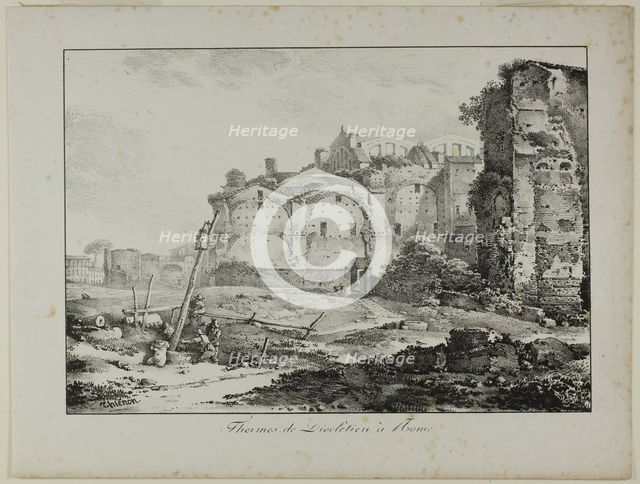 Baths of Diocletian, Rome, 1817. Creator: Claude Thiénon.