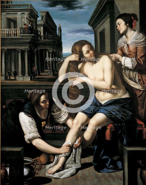 Bathsheba at Her Bath, ca 1637. Artist: Cavallino, Bernardo (1616-1656)