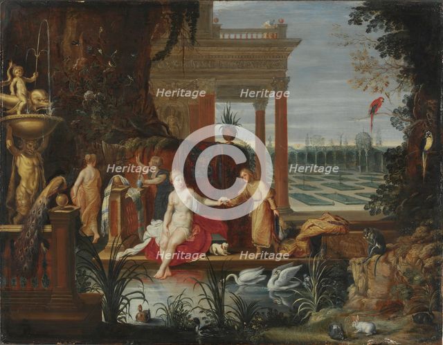 Bathsheba in the Bath Receiving the Letter from King David, late 16th-early 17th century. Creator: Workshop of Jan Brueghel the Elder.