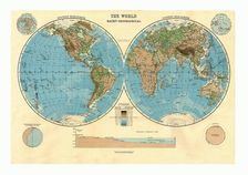 Bathy-Orographical Map of the World, c1920s