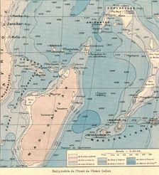 'Bathymetrie de l'Ouest de l'Ocean Indien; Iles Africaines de la mer des Indes 1914. Creator: Unknown