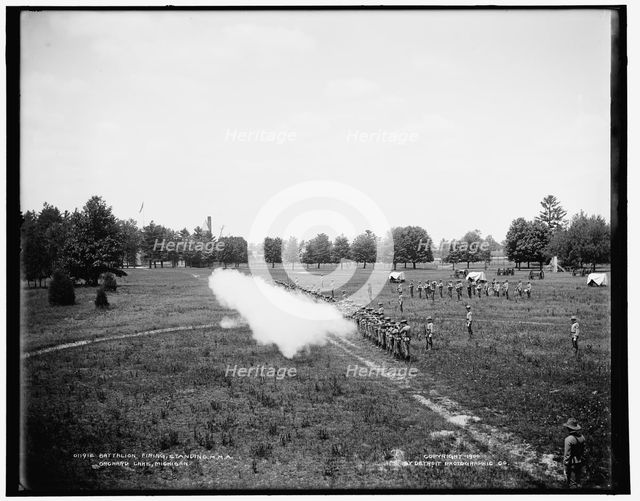 Battalion firing, standing, M.M.A., Orchard Lake, Michigan, c1900. Creator: Unknown.