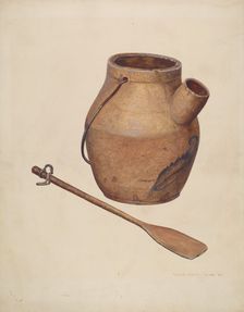 Batter Jug with Paddle, c. 1940. Creator: Richard Donovan