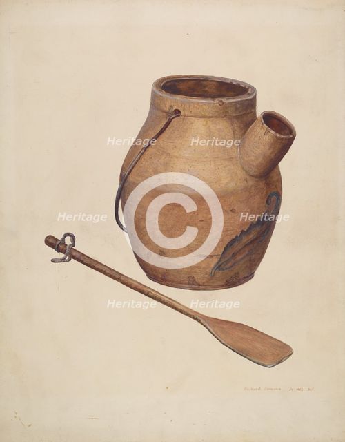 Batter Jug with Paddle, c. 1940. Creator: Richard Donovan.