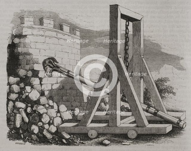 Battering ram - siege weapon, 1852. Creator: Unknown.
