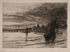 Battersea Bridge, 1868. Creator: Francis Seymour Haden (British, 1818-1910)