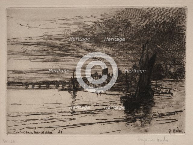 Battersea Bridge, 1868. Creator: Francis Seymour Haden (British, 1818-1910).