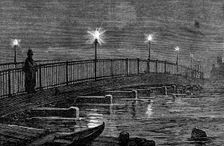 Battersea Bridge during the high tide of Friday last, 1874. Creator: Unknown