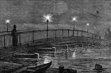 Battersea Bridge during the high tide of Friday last, 1874. Creator: Unknown